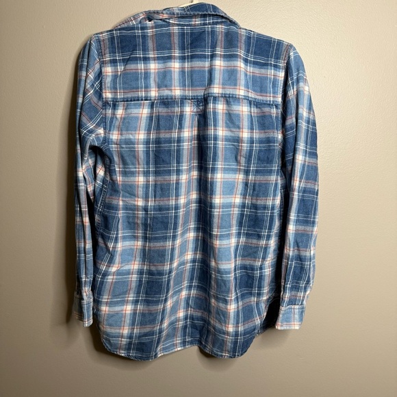 American Eagle Blue Plaid Boyfriend Fit Flannel Size Medium - Picture 5 of 5